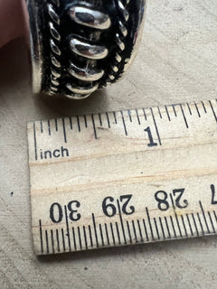 Large Western Twisted Wire Fashion Silver Hoop Earring - Cowhide and Conchos