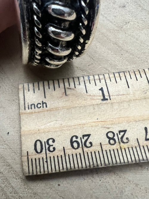 Large Western Twisted Wire Fashion Silver Hoop Earring - Cowhide and Conchos