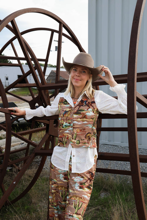 Legend of the Cowboy Vest - Cowhide and Conchos