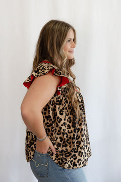 Leopard at Heart Top - medium and large available - Cowhide and Conchos