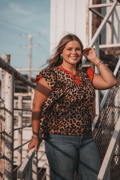 Leopard at Heart Top - medium and large available - Cowhide and Conchos