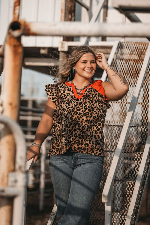 Leopard at Heart Top - medium and large available - Cowhide and Conchos