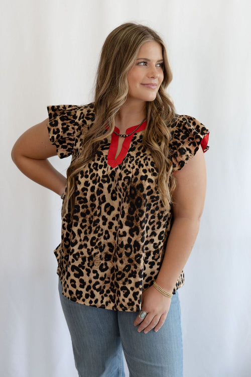 Leopard at Heart Top - medium and large available - Cowhide and Conchos