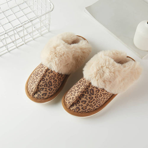 Leopard Print Suede Soft Slippers - Leopard - Cowhide and Conchos