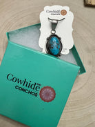 Leslie Nez Navajo Sterling Silver Pendant with Sonoran Rose Turquoise — 2 1/4" × 1" (Hallmarked, Heirloom) - Cowhide and Conchos