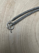 Light Blue Turquoise Graduated Necklace with Sterling Silver Pearls & Hematite – 23 inch - Cowhide and Conchos