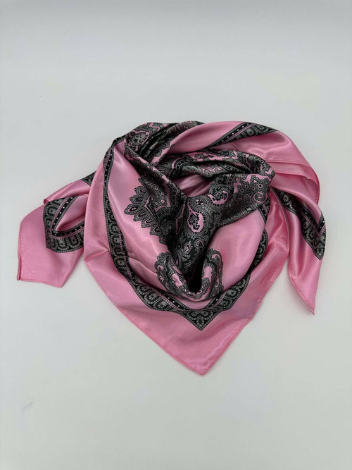 Light Pink Bordered WIld Rag - Cowhide and Conchos