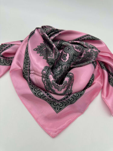 Light Pink Bordered WIld Rag - Cowhide and Conchos