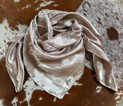 Light Tan Jacquard Wild Rag - Cowhide and Conchos
