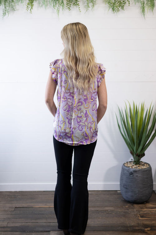 Lilac Split Neckline Blouse - Cowhide and Conchos