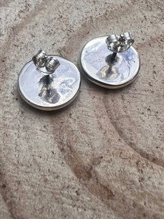 Lily Malani Turquoise & Sterling Silver Earrings - Cowhide and Conchos