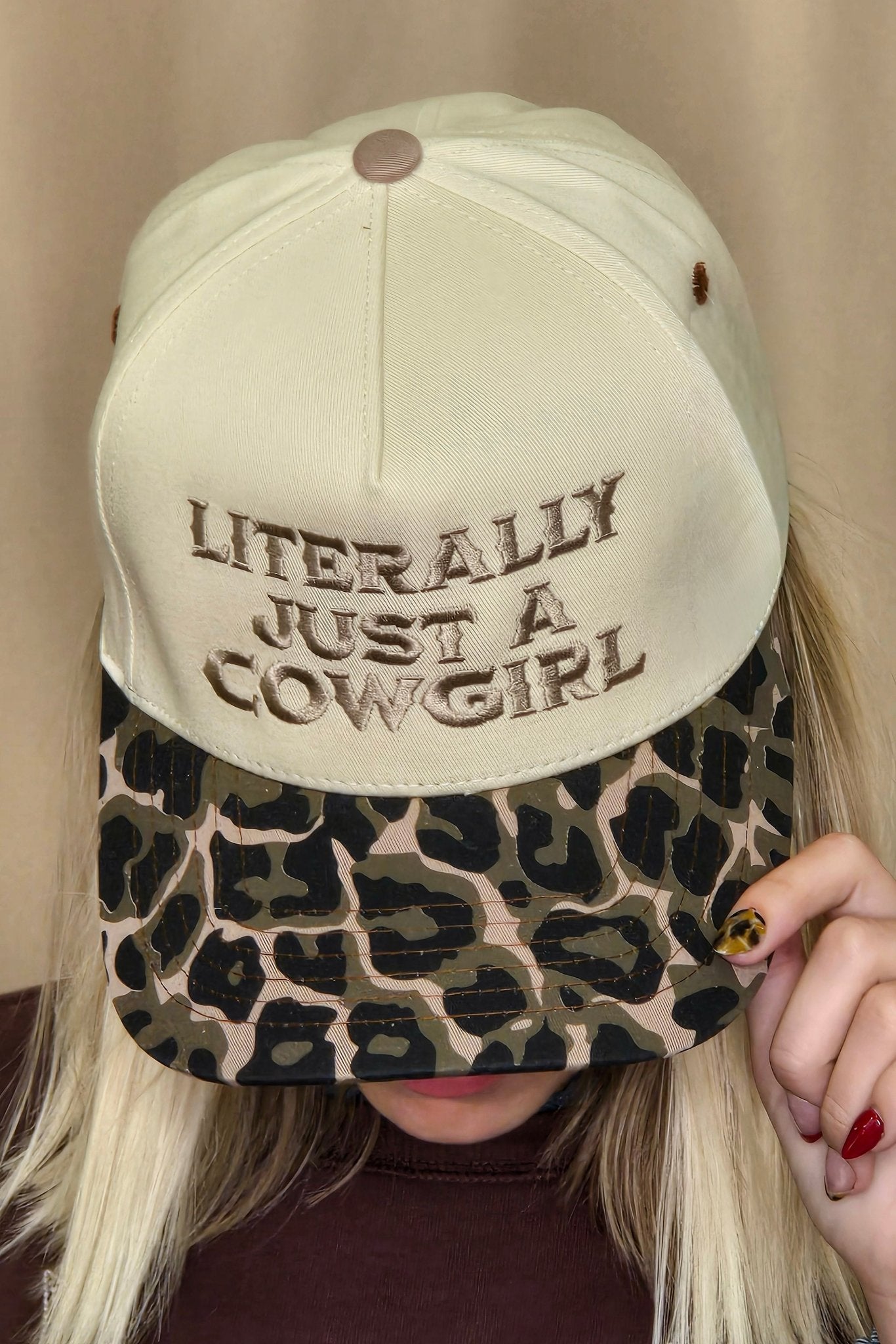 Literally Just a Cowgirl Leopard Trucker Hat - Cowhide and Conchos