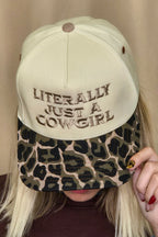 Literally Just a Cowgirl Leopard Trucker Hat - Cowhide and Conchos