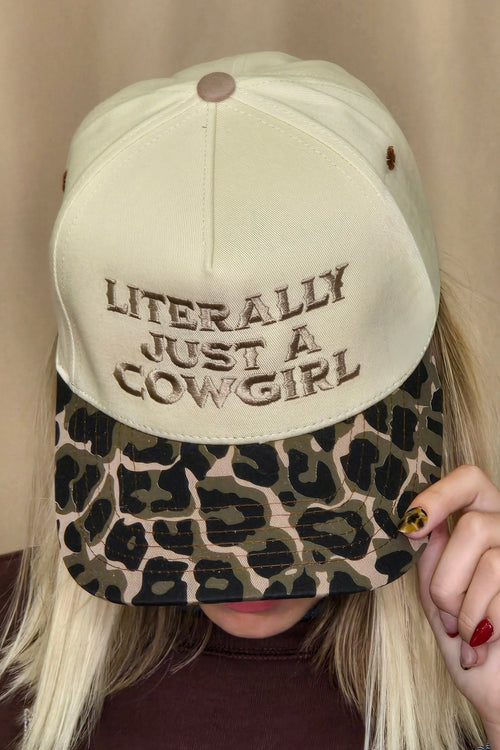 Literally Just a Cowgirl Leopard Trucker Hat - Cowhide and Conchos