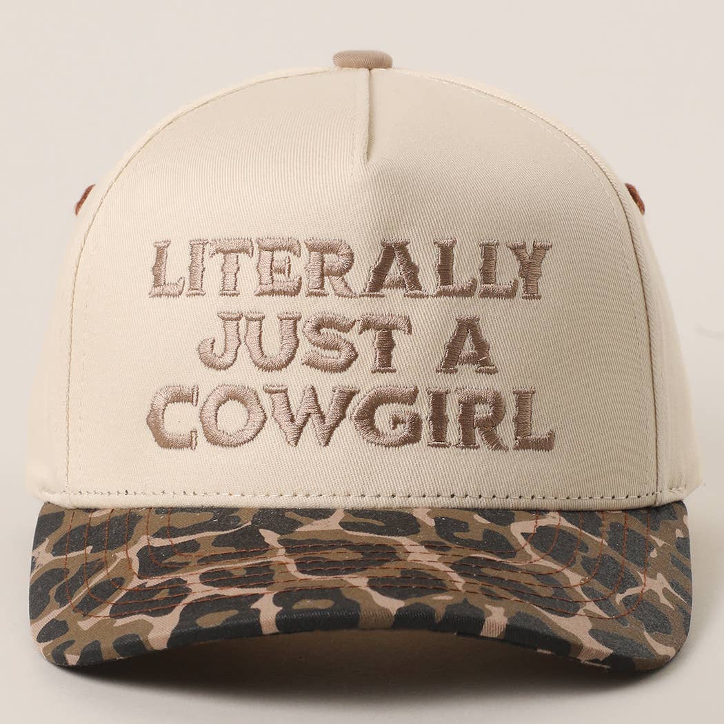 Literally Just a Cowgirl Leopard Trucker Hat - Cowhide and Conchos