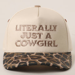 Literally Just a Cowgirl Leopard Trucker Hat - Cowhide and Conchos