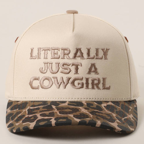 Literally Just a Cowgirl Leopard Trucker Hat - Cowhide and Conchos