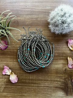 Little bit of blue bracelet - Cowhide and Conchos