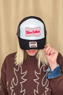Living on That Blue Collar Dollar Trucker Hat  - Cowhide and Conchos