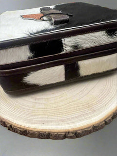 Lockable Hair on Hide Jewelry Case - Cowhide and Conchos