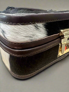 Lockable Hair on Hide Jewelry Case - Cowhide and Conchos