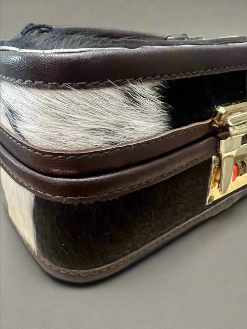 Lockable Hair on Hide Jewelry Case - Cowhide and Conchos