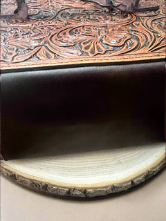 Lockable Tooled Leather Jewelry Case - Cowhide and Conchos