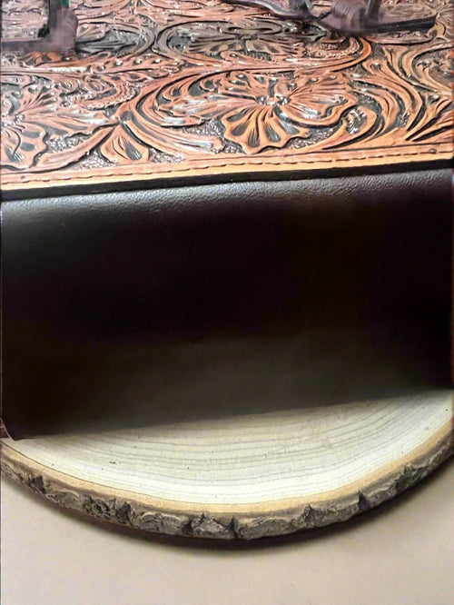 Lockable Tooled Leather Jewelry Case - Cowhide and Conchos