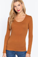 Long Sleeve Scoop Neck Top - Truffle or Petal Pink - Cowhide and Conchos