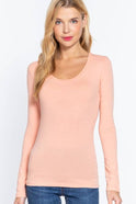 Long Sleeve Scoop Neck Top - Truffle or Petal Pink - Cowhide and Conchos