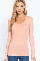 Long Sleeve Scoop Neck Top - Truffle or Petal Pink - Cowhide and Conchos