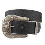 Longhorn Buckle Set w. Ostrich Print Belt - Cowhide and Conchos
