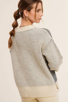 Loose Fit Color Block Textured Round Neck Sweater - Baked Ginger Medium available - Cowhide and Conchos