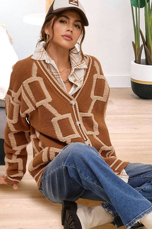 Loose Fit Drop Shoulder Cozy Knit Cardigan - Large remaining - Cowhide and Conchos