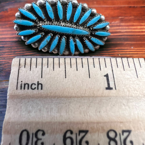 Lorena Peina Turquoise Needle Point Earrings - Cowhide and Conchos