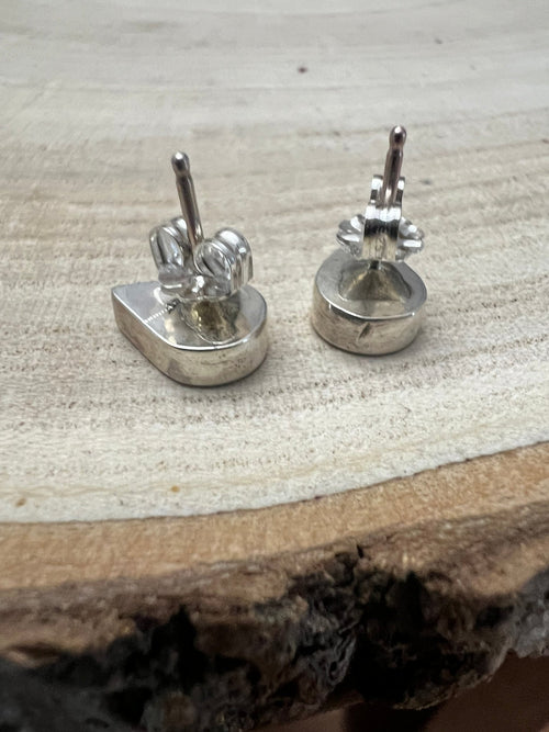 Lynette Johnson Inlay Turquoise and Sterling Silver Post Earrings - Cowhide and Conchos