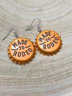 Made to Rodeo Beer Cap Fashion Earrings - Cowhide and Conchos