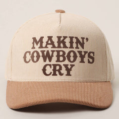 Makin' Cowboys Cry Corduroy Trucker Hat - Cowhide and Conchos