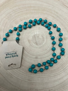 Marble Falls Necklace - 26 inch - Cowhide and Conchos