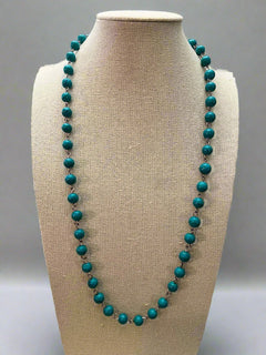 Marble Falls Necklace - 26 inch - Cowhide and Conchos