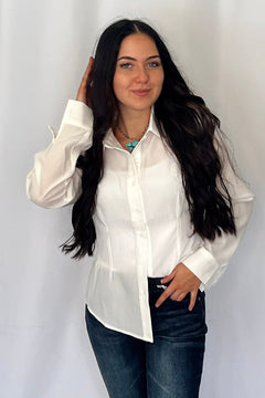Mercedes Ivory Button Down Shirt - Cowhide and Conchos
