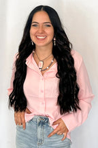 Mercedes Soft Pink Button Down Shirt - Cowhide and Conchos