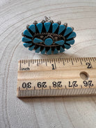 Merlinda Chavez Turquoise & Sterling Silver Ring - Size 9 - Cowhide and Conchos
