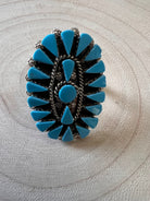 Merlinda Chavez Turquoise & Sterling Silver Ring - Size 9 - Cowhide and Conchos