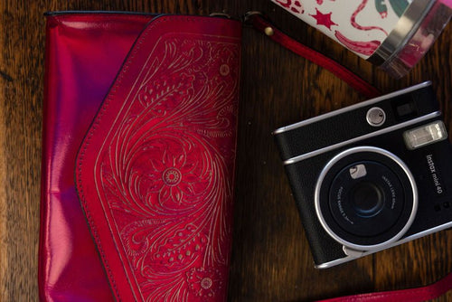 Metallic Punch Clutch - Cowhide and Conchos
