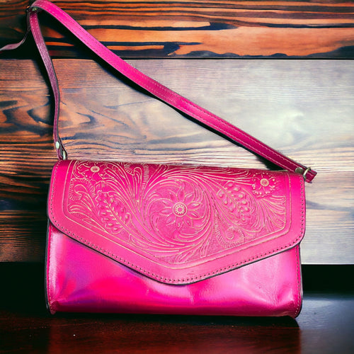 Metallic Punch Clutch - Cowhide and Conchos