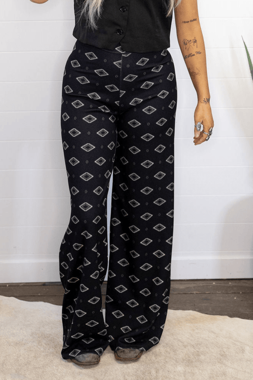 Midnight Moon Printed Trouser Pants - Cowhide and Conchos