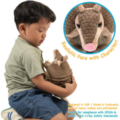 Mike The Armadillo - 10 Inch Stuffed Animal Plush - Cowhide and Conchos