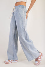 Mineral Washed Striped Drawstring Pants - Cowhide and Conchos