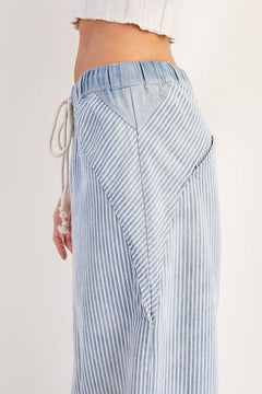 Mineral Washed Striped Drawstring Pants - Cowhide and Conchos